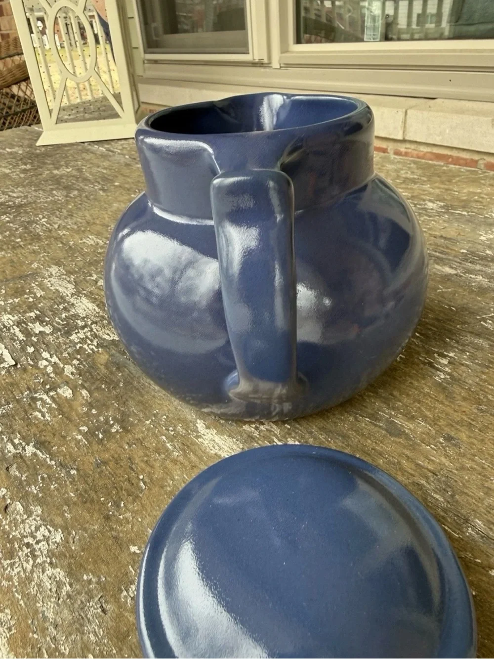 CHRISTIAN RIDGE POTTERY CUPPER COFFEE CARAFE COBALT BLUE CERAMIC 1994